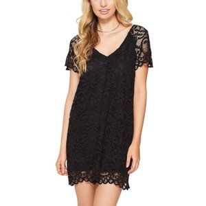 BB Dakota Black Lace Rene Scallop Shift Dress